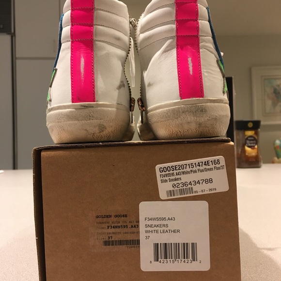 Golden Goose Slide Sneaker White Leather/Pink NIB - Picture 3 of 16